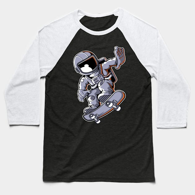 Astronaut Skateboard Baseball T-Shirt by ArtisticParadigms